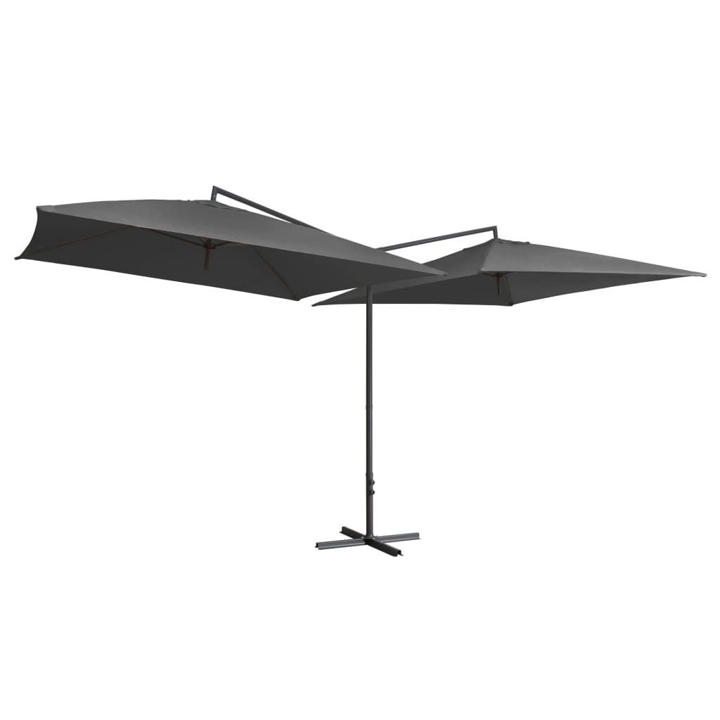 Dvojitý slunečník s ocelovou tyčí 250 x 250 cm antracitový