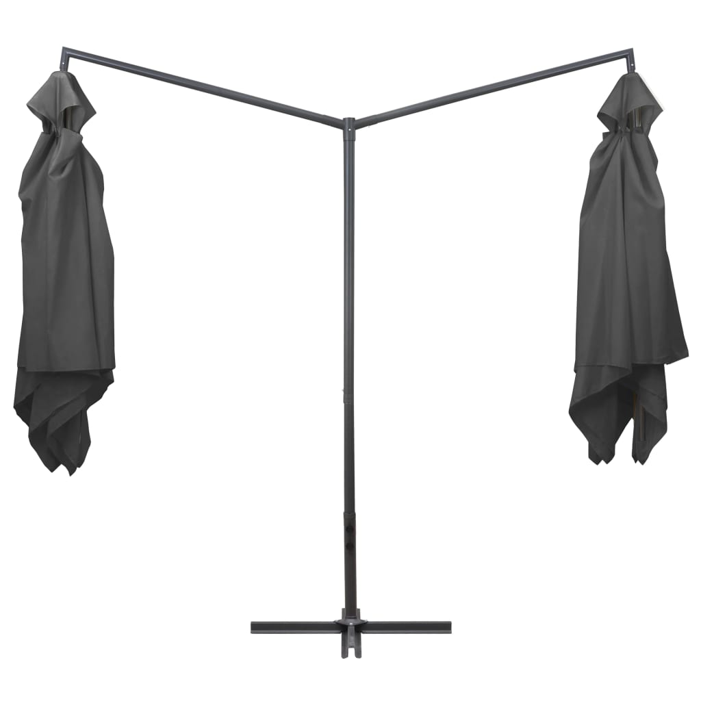 Dvojitý slunečník s ocelovou tyčí 250 x 250 cm antracitový