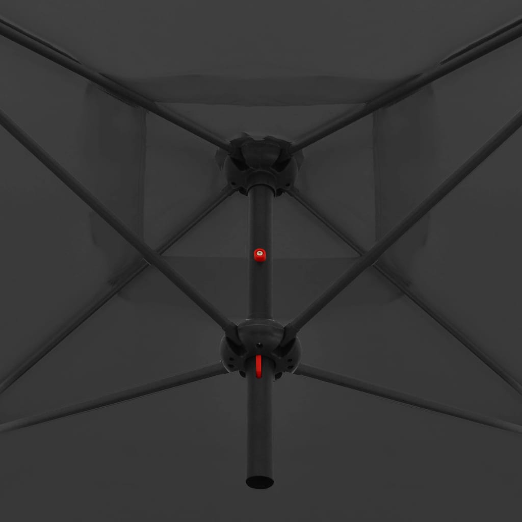 Dvojitý slunečník s ocelovou tyčí 250 x 250 cm antracitový