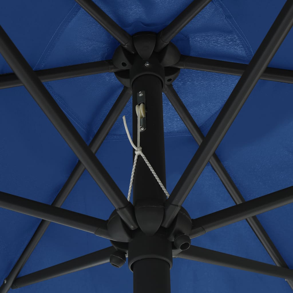 Zahradní slunečník s LED a hliníkovou tyčí 270 cm azurově modrý