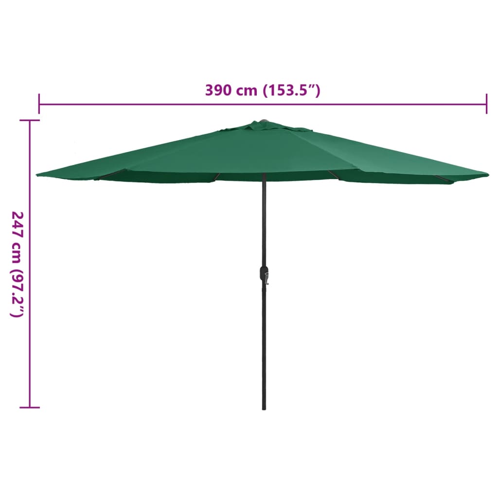 Zahradní slunečník s kovovou tyčí 390 cm zelený