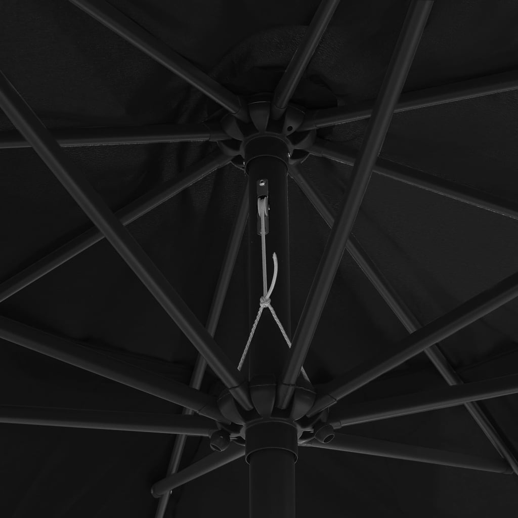 Zahradní slunečník s kovovou tyčí 390 cm černý