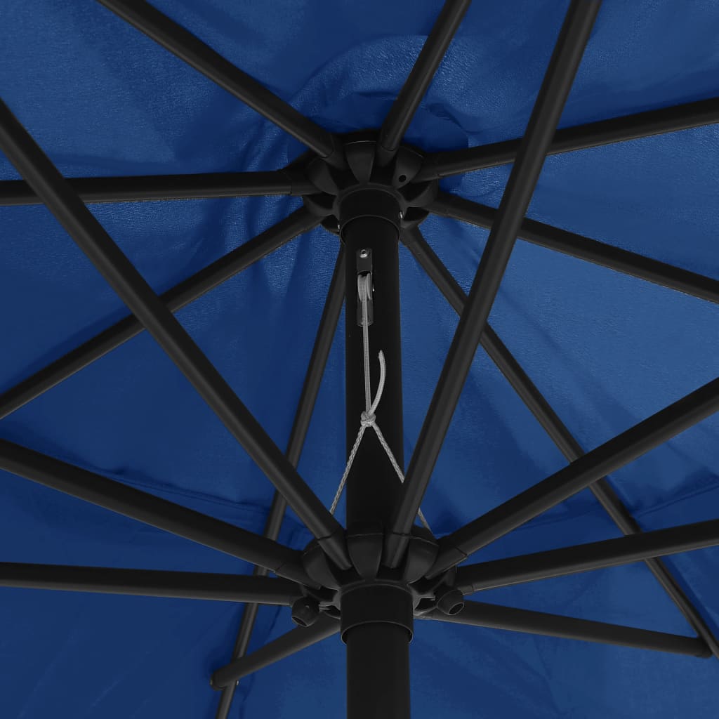 Zahradní slunečník s kovovou tyčí 390 cm azurově modrý