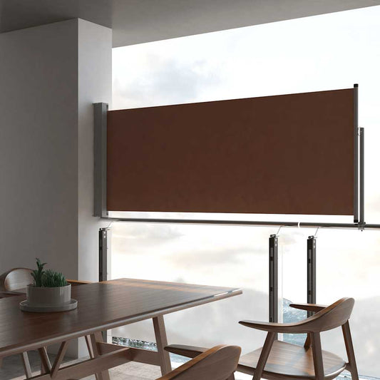 Zatahovací boční markýza / zástěna na terasu 100 x 300 cm hnědá