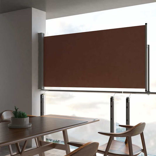Zatahovací boční markýza / zástěna na terasu 120 x 300 cm hnědá
