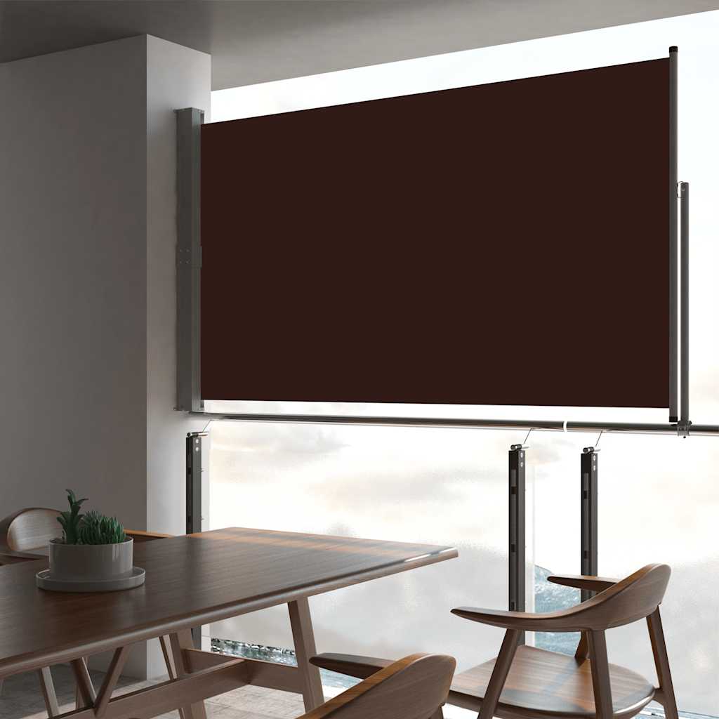 Zatahovací boční markýza / zástěna na terasu 160 x 300 cm hnědá