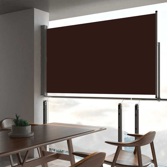 Zatahovací boční markýza / zástěna na terasu 160 x 300 cm hnědá