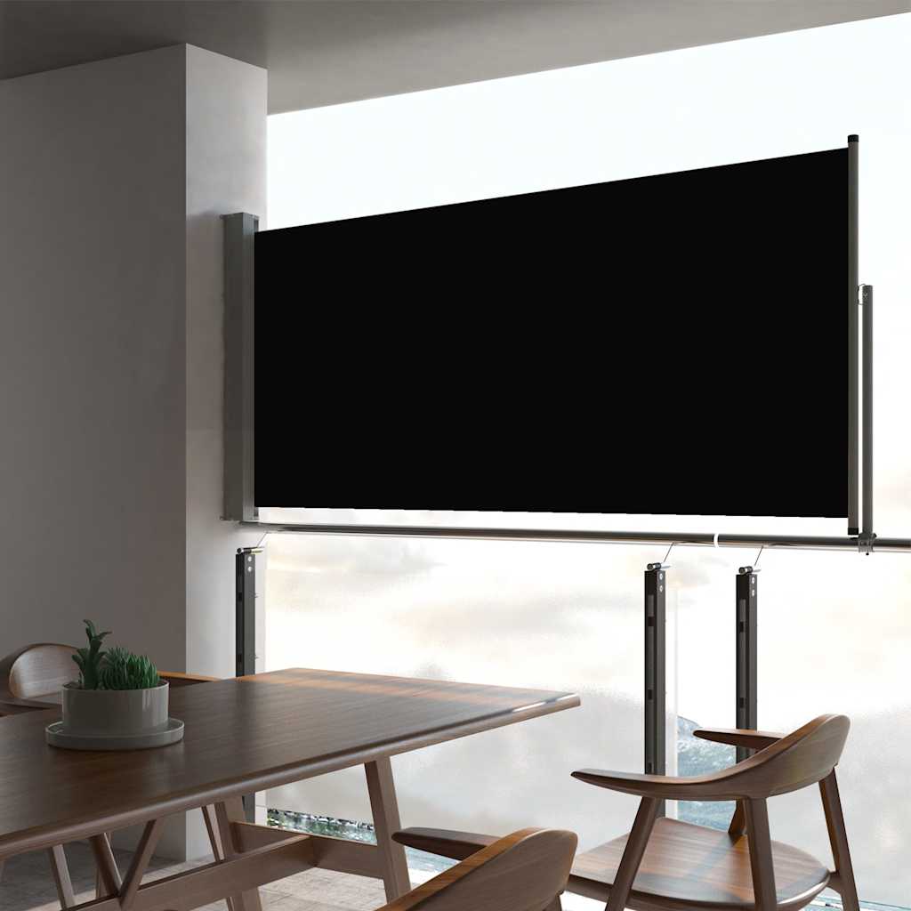 Zatahovací boční markýza / zástěna na terasu 60 x 300 cm černá