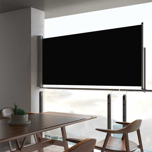 Zatahovací boční markýza / zástěna na terasu 60 x 300 cm černá