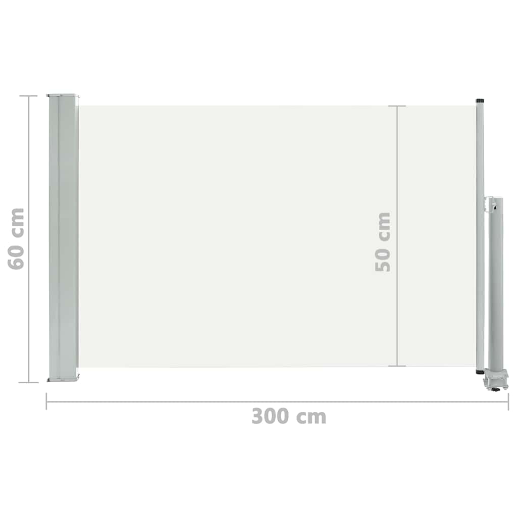 Zatahovací boční markýza / zástěna na terasu 60x300 cm krémová