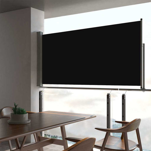 Zatahovací boční markýza / zástěna na terasu 80 x 300 cm černá