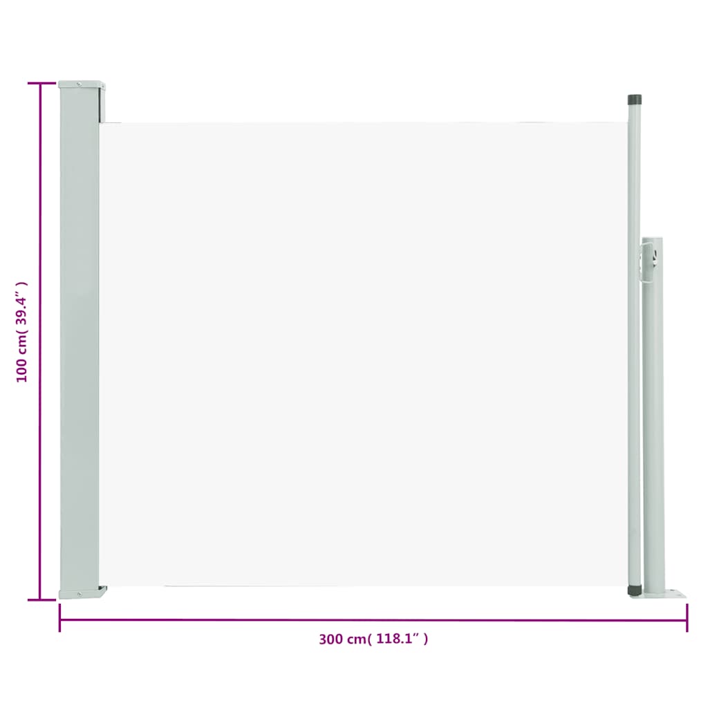 Zatahovací boční markýza/zástěna na terasu 100 x 300 cm krémová