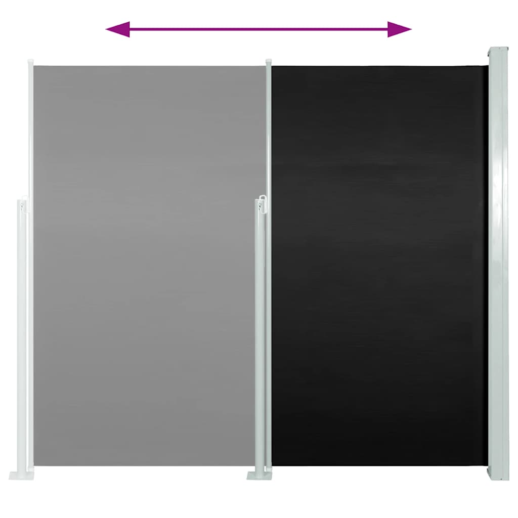 Zatahovací boční markýza/zástěna na terasu 120 x 500 cm černá
