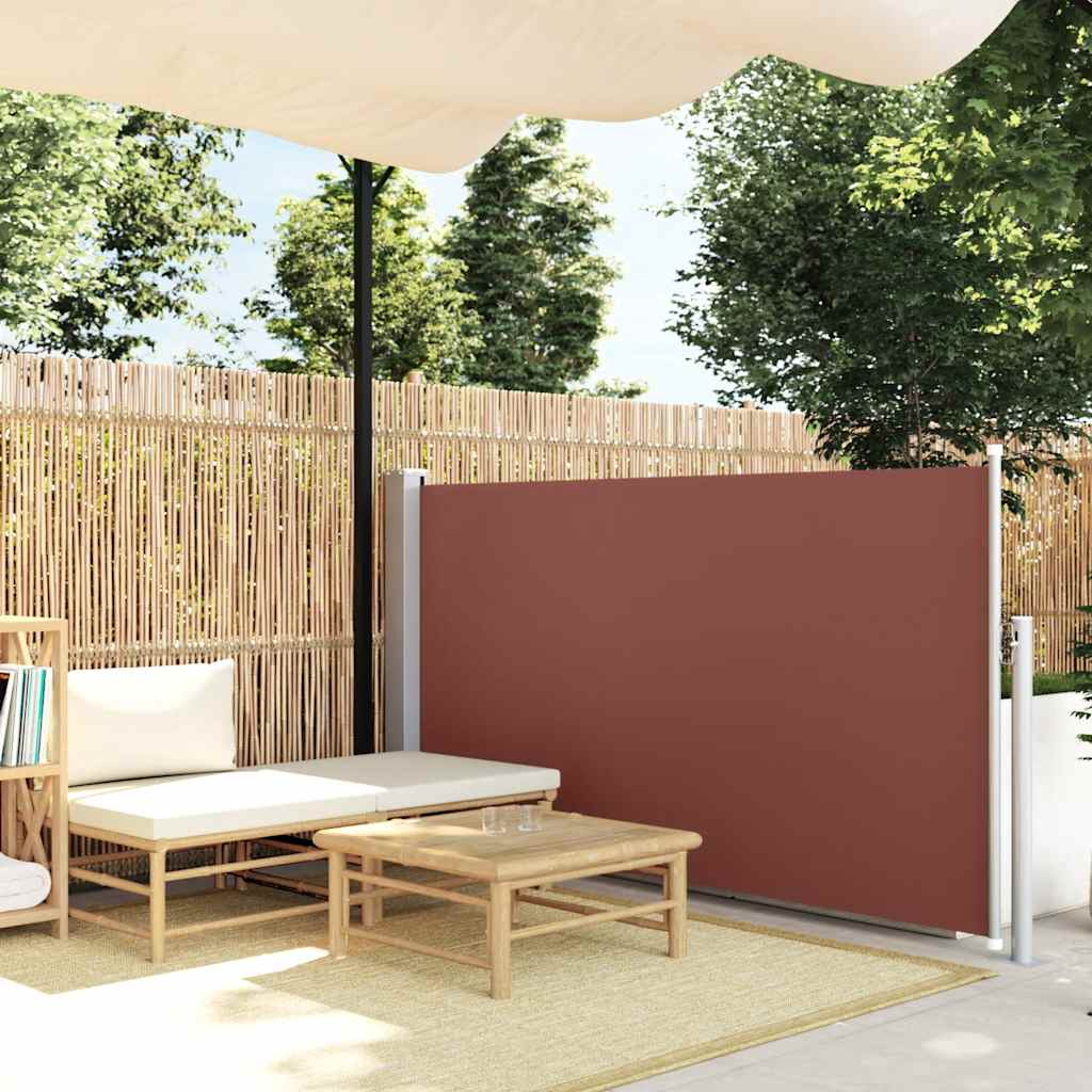 Zatahovací boční markýza/zástěna na terasu 120 x 500 cm hnědá