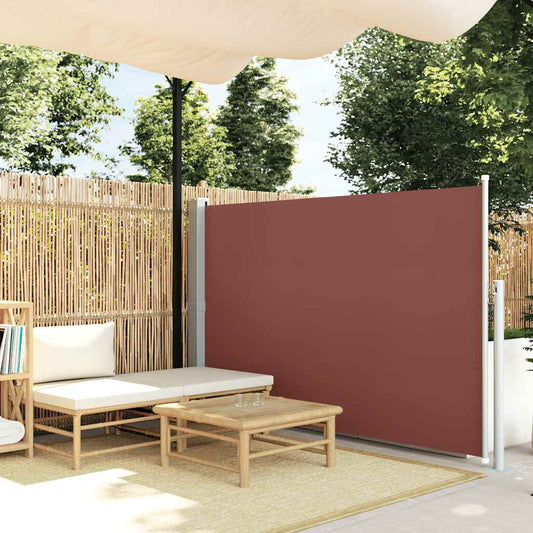 Zatahovací boční markýza/zástěna na terasu 140 x 500 cm hnědá