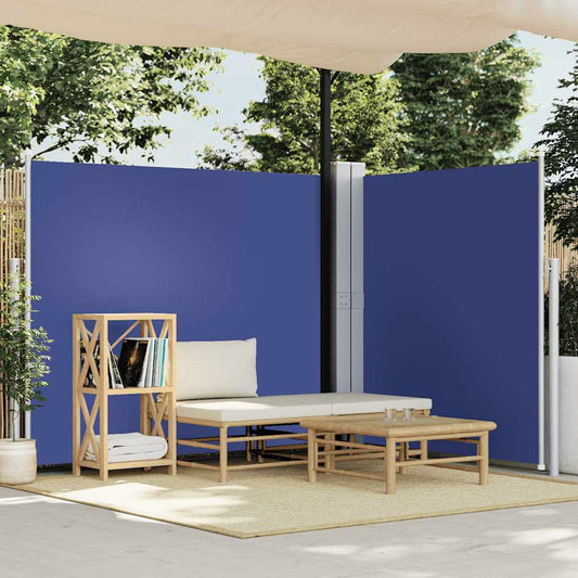 Zatahovací boční markýza / zástěna modrá 160 x 600 cm