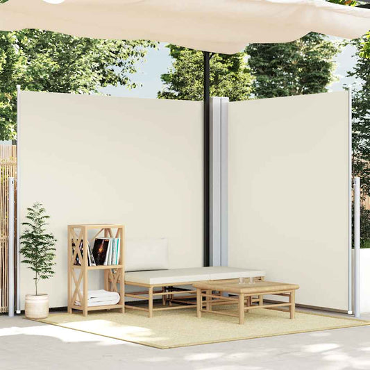 Oboustranná zatahovací boční markýza 170 x 600 cm krémová