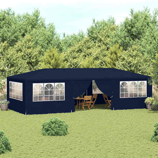 Profesionální party stan s bočnicemi 4 x 9 m modrý 90 g/m²
