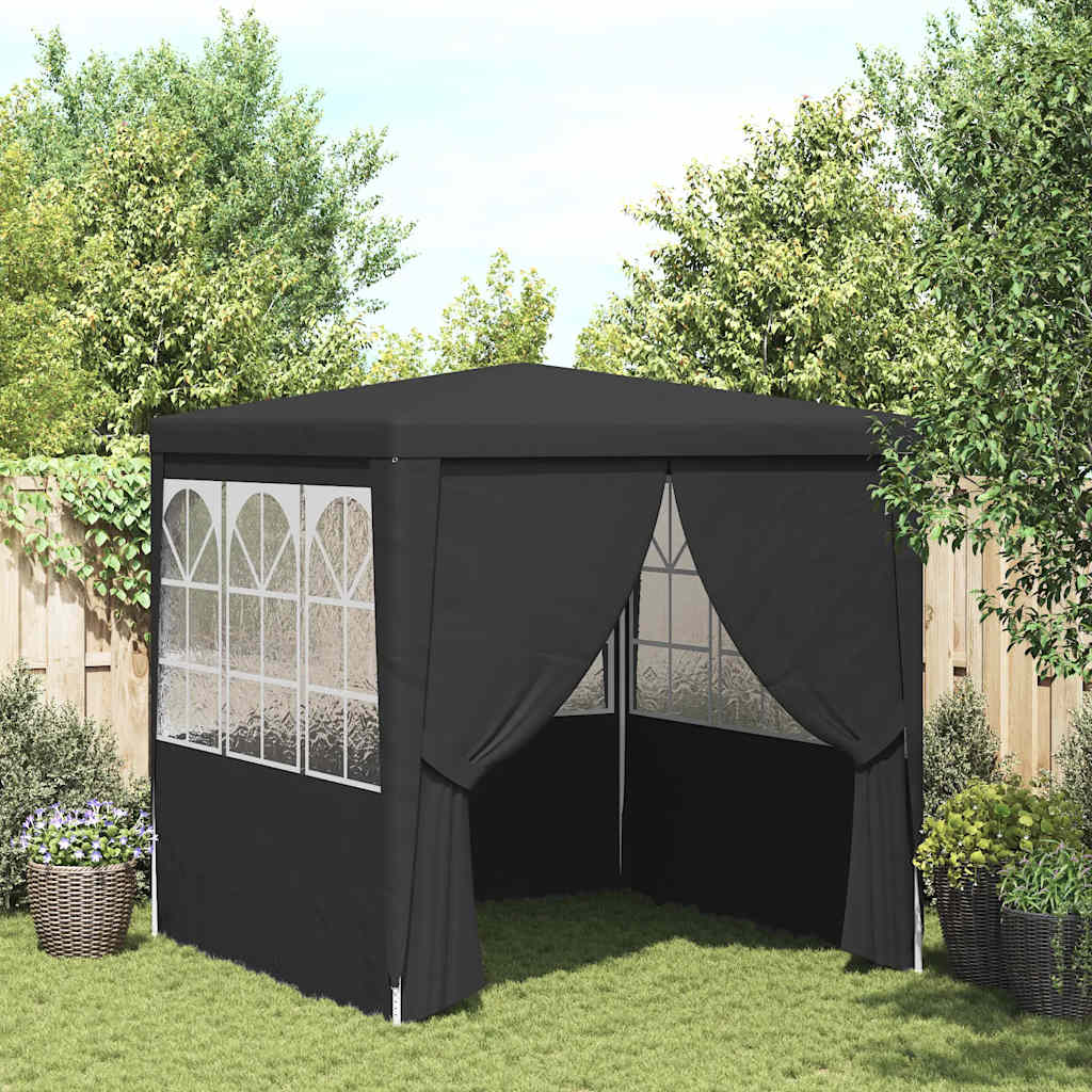 Profesionální party stan s bočnicemi 2x2 m antracitový 90 g/m²