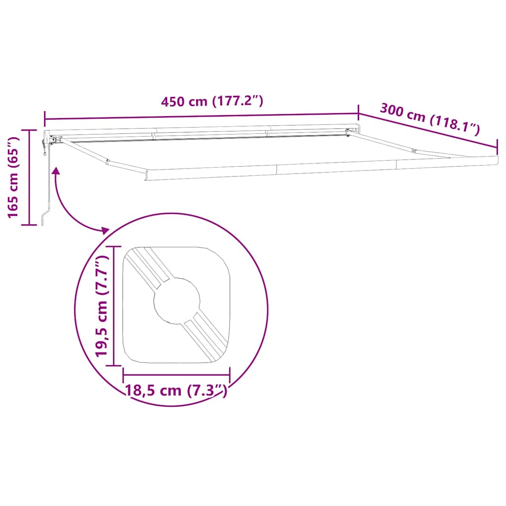 Markýza Antracit 4,5 × 3 m kov