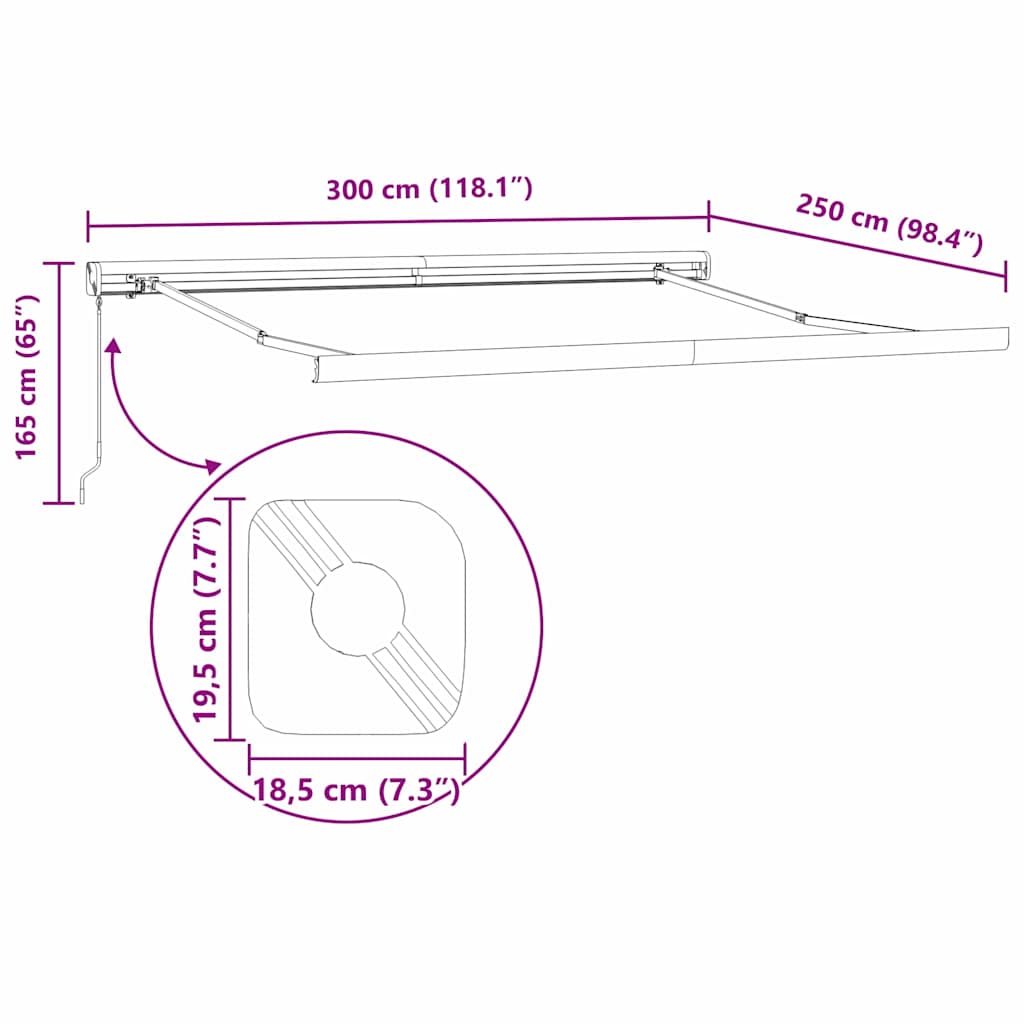 Markýza Antracit 3 x 2,5 m kov