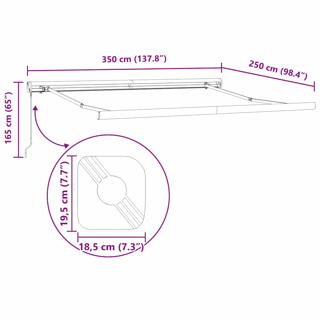 Markýza Antracit 3,5 x 2,5 m kov