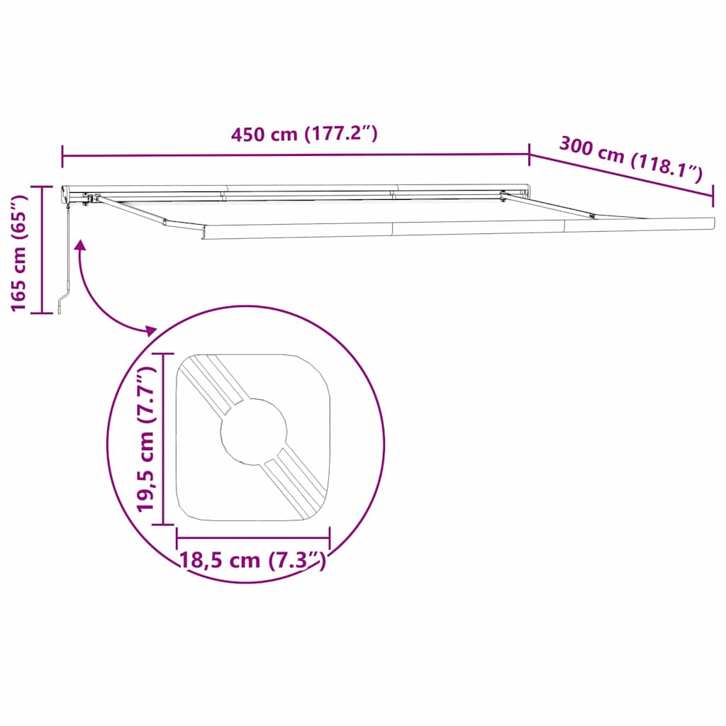 Markýza Antracit 4,5 × 3 m kov