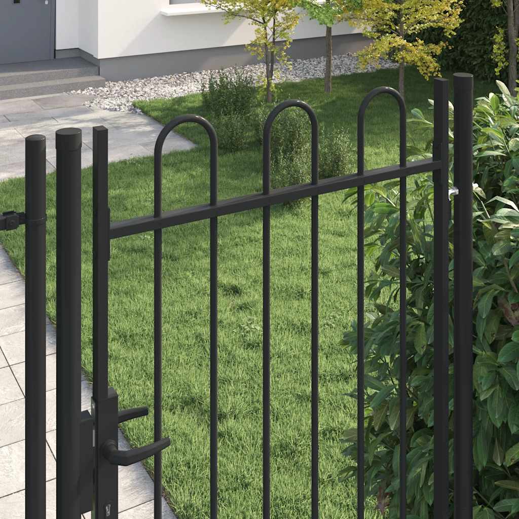 Zahradní branka s obloukem ocelová 1 x 2 m černá