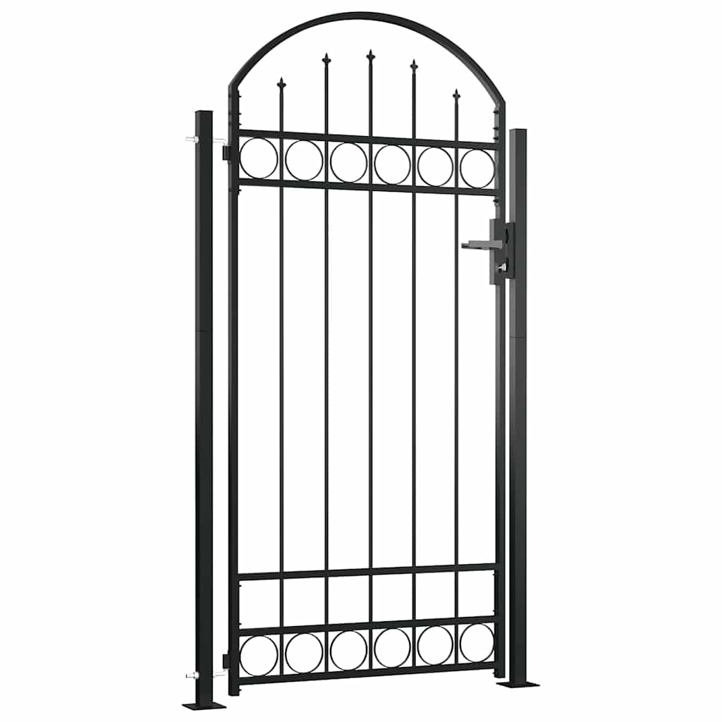 Zahradní branka s obloukem a 2 sloupky 105 x 204 cm černá
