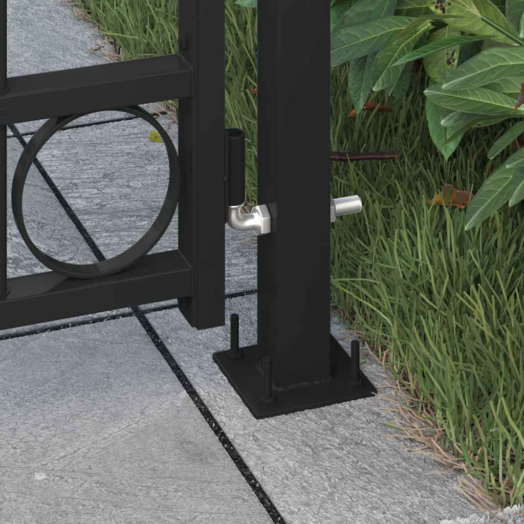 Zahradní branka s obloukem a 2 sloupky 105 x 204 cm černá