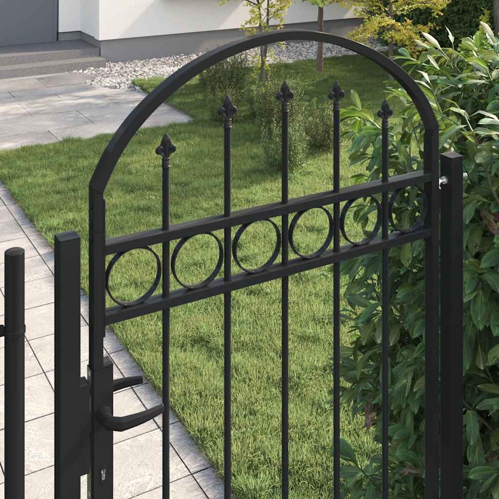 Zahradní branka s obloukem a 2 sloupky 105 x 204 cm černá