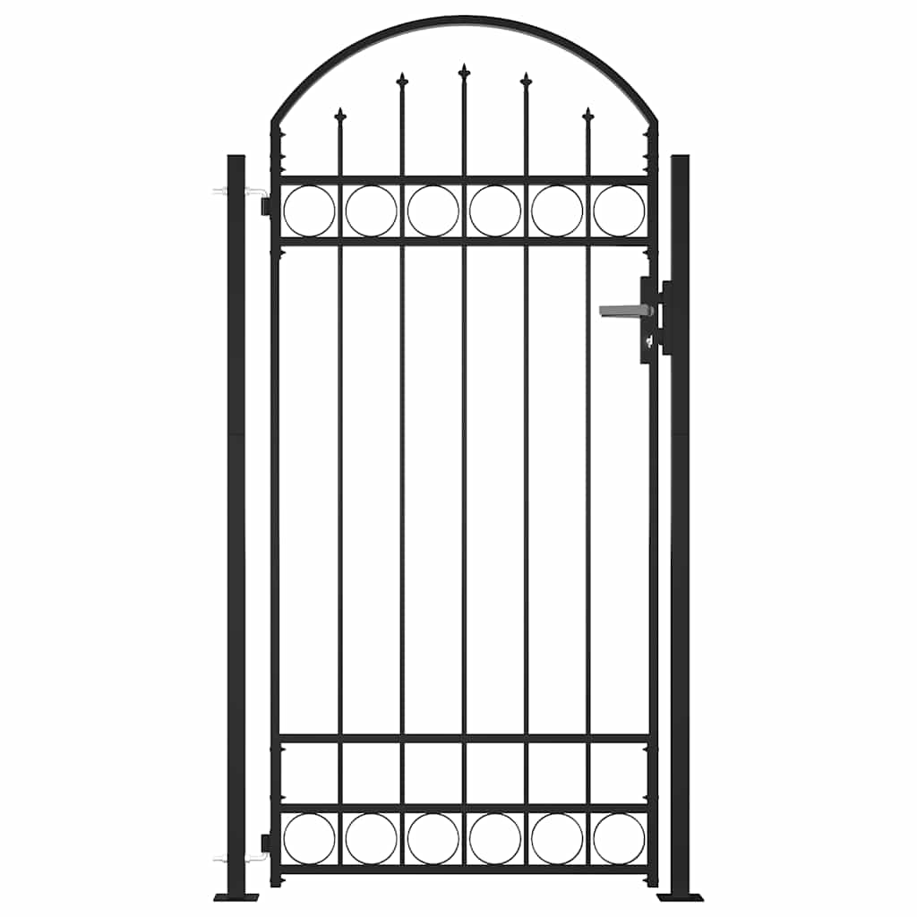 Zahradní branka s obloukem a 2 sloupky 105 x 204 cm černá