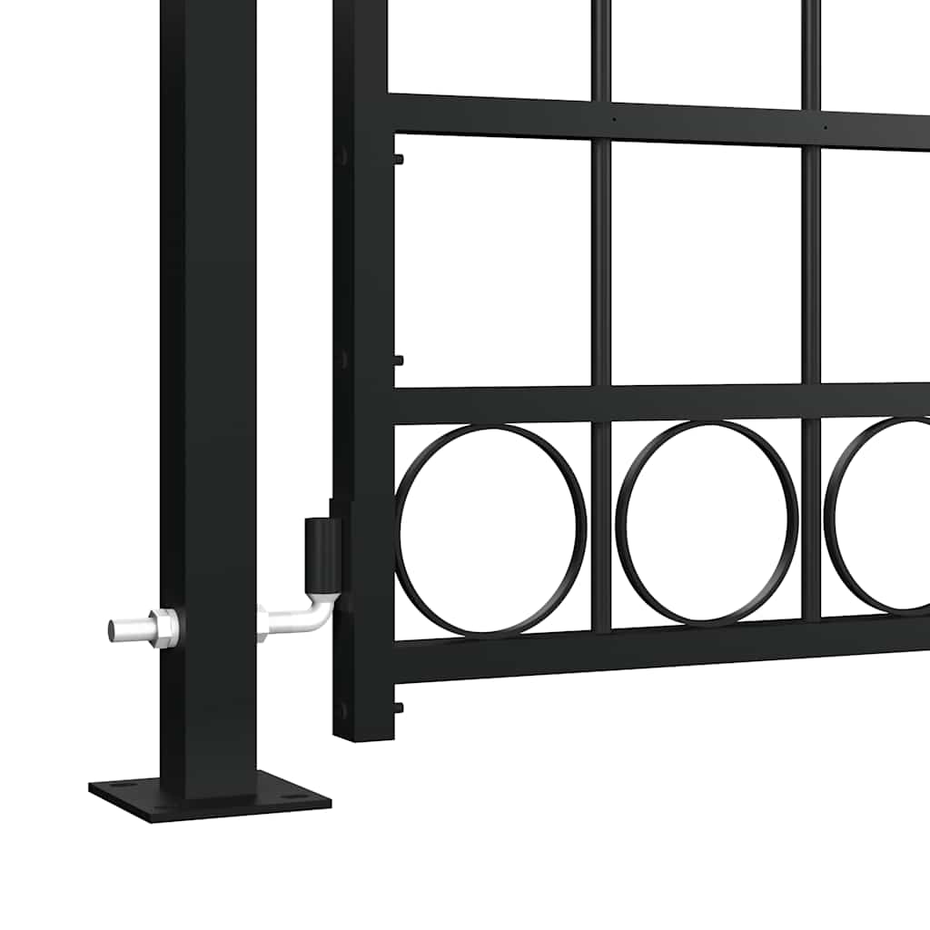 Zahradní branka s obloukem a 2 sloupky 105 x 204 cm černá