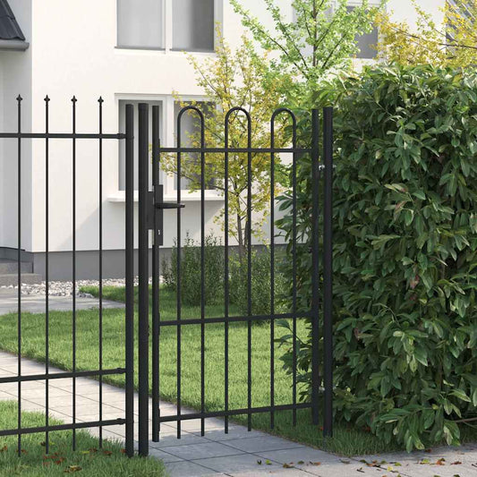 Zahradní branka s obloukem ocelová 1 x 1,5 m černá