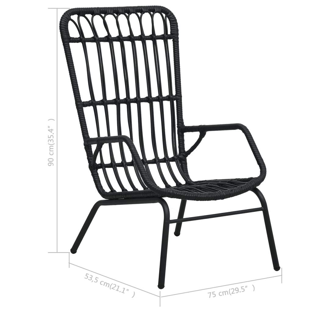 Zahradní židle polyratan černá