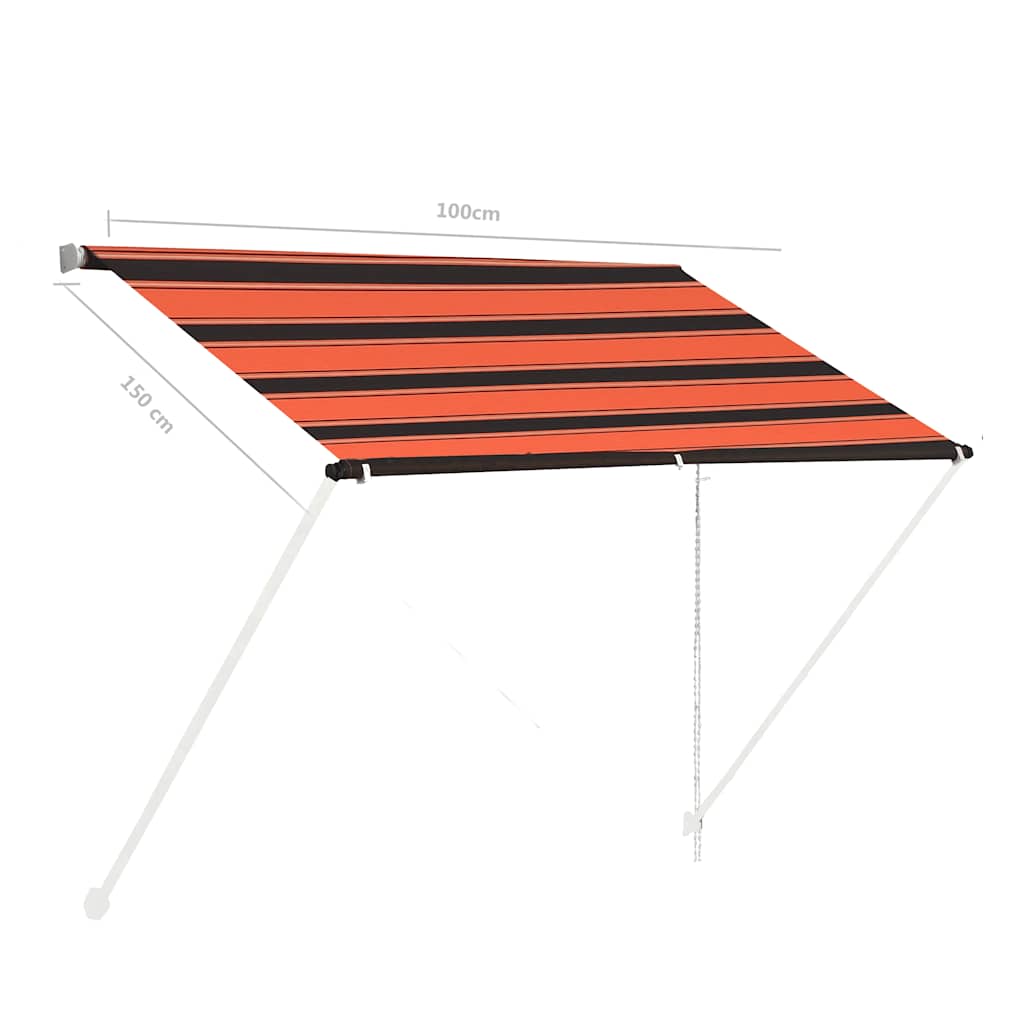 Zatahovací markýza 100 x 150 cm oranžovo-hnědá