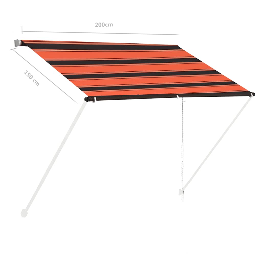 Zatahovací markýza 200 x 150 cm oranžovo-hnědá