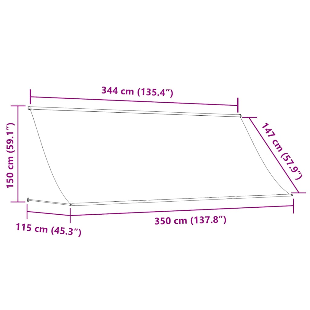 Zatahovací markýza 350 x 150 cm oranžovo-hnědá