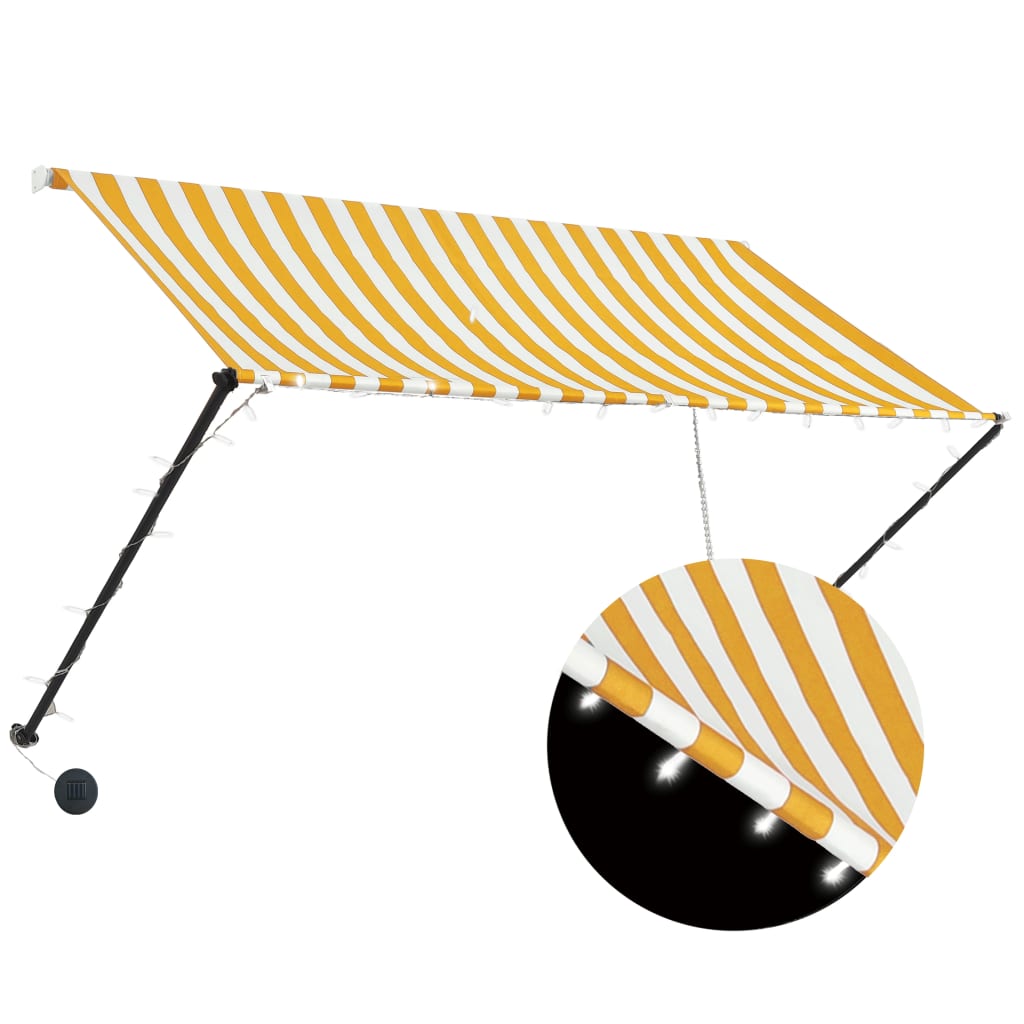 Zatahovací markýza s LED světlem 250 x 150 cm žlutobílá