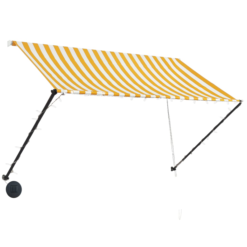 Zatahovací markýza s LED světlem 250 x 150 cm žlutobílá