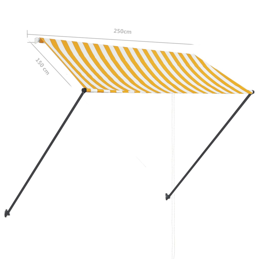 Zatahovací markýza s LED světlem 250 x 150 cm žlutobílá