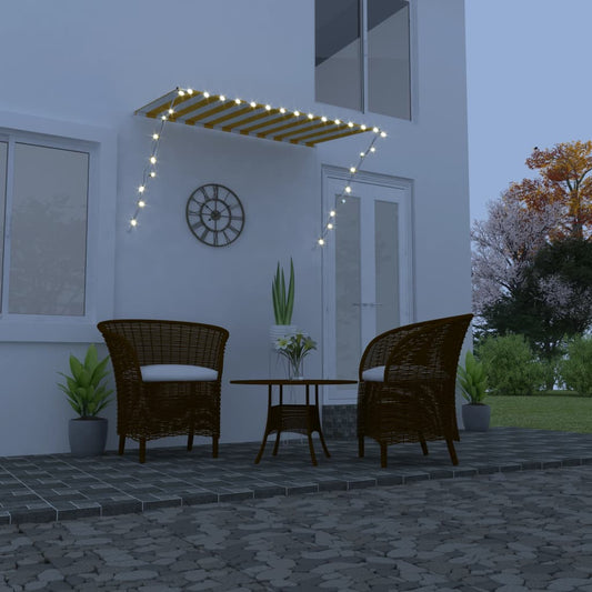 Zatahovací markýza s LED světlem 250 x 150 cm žlutobílá