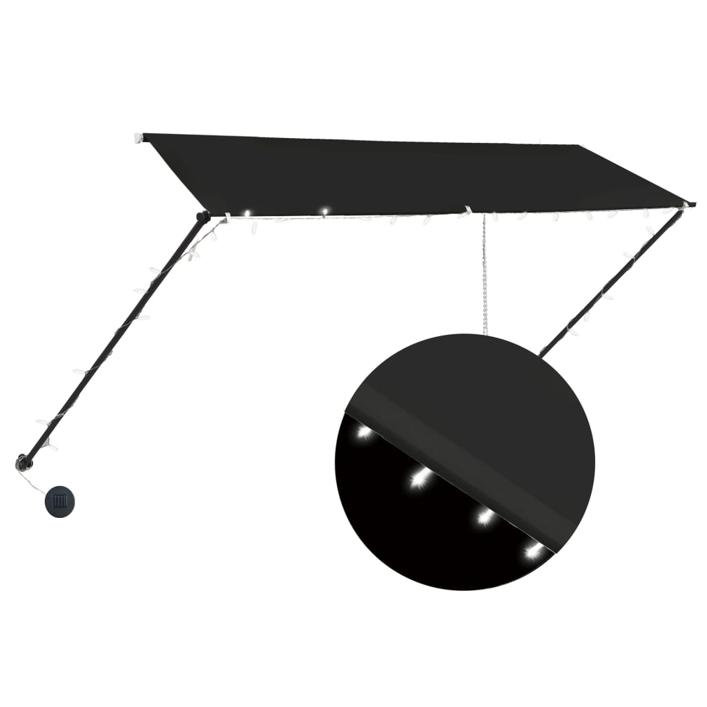 Zatahovací markýza s LED světlem 300 x 150 cm antracitová