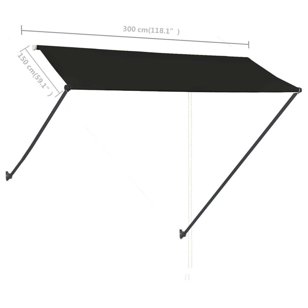 Zatahovací markýza s LED světlem 300 x 150 cm antracitová