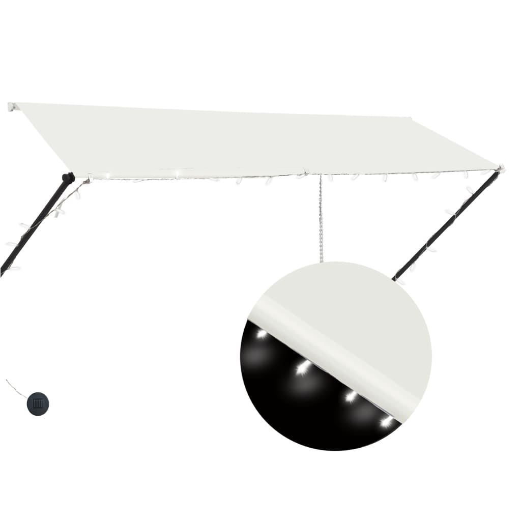 Zatahovací markýza s LED světlem 300 x 150 cm krémová