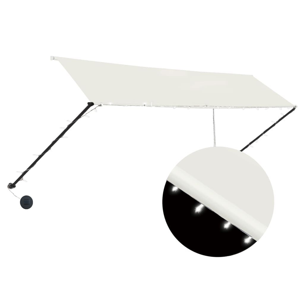 Zatahovací markýza s LED světlem 350 x 150 cm krémová