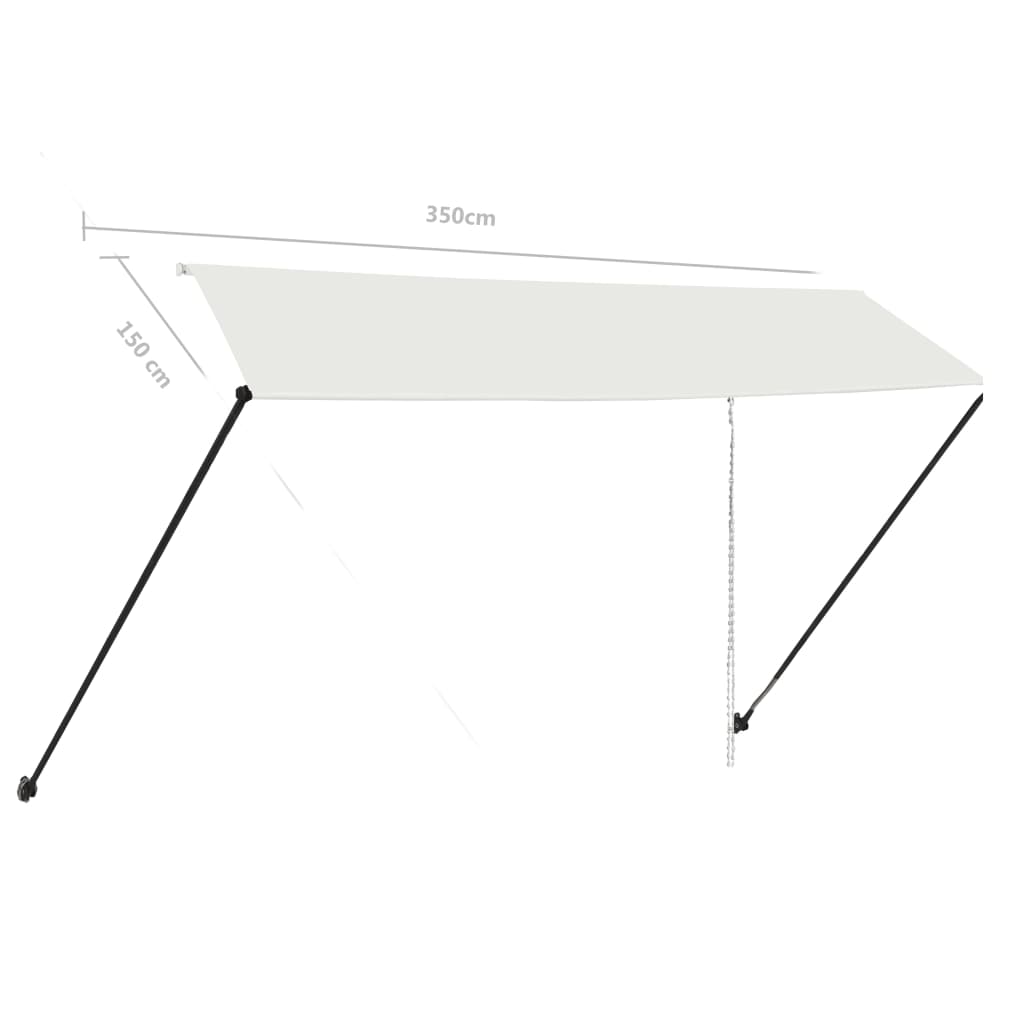 Zatahovací markýza s LED světlem 350 x 150 cm krémová