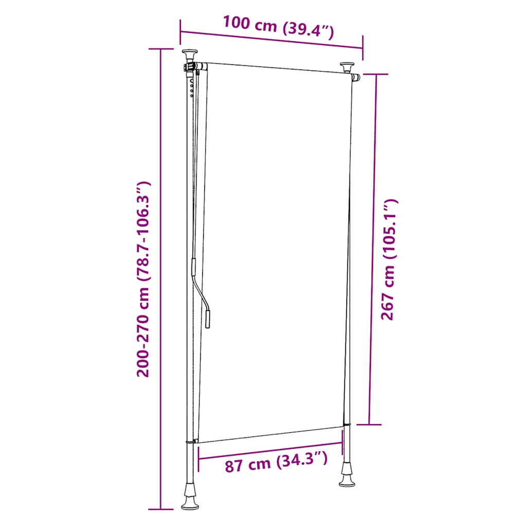 Venkovní roleta 100 x 270 cm antracitová