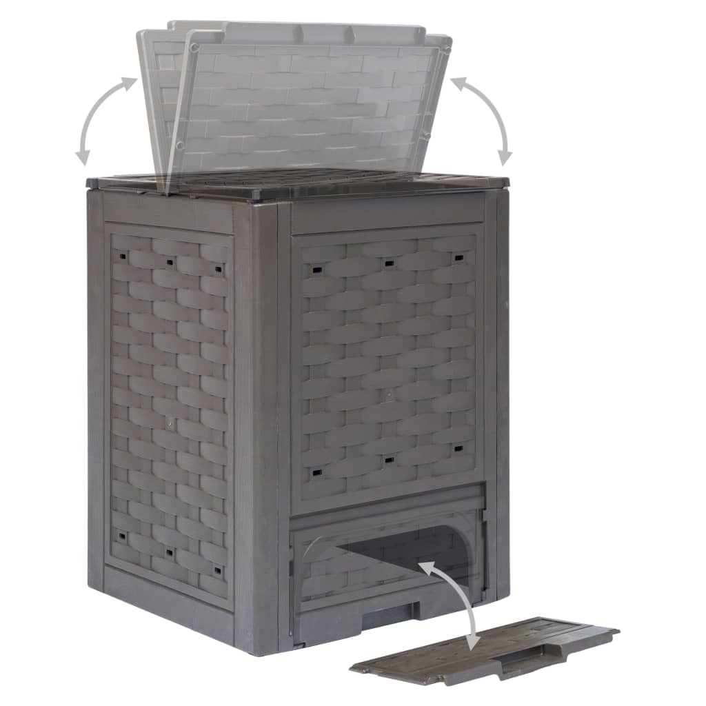 Zahradní kompostéry 3 ks hnědé 60x60x83 cm 900 l plast ratan