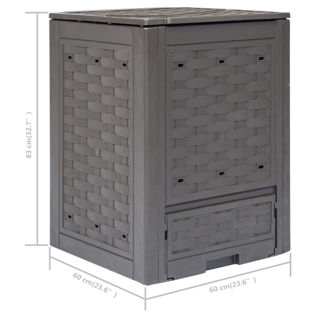 Zahradní kompostéry 3 ks hnědé 60x60x83 cm 900 l plast ratan